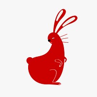 Traditional Chinese rabbit red psd cute zodiac sign design element