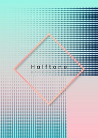 Rhombus frame on halftone blue and pink background vector