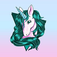 Unicorn collage element, mythical creature illustration psd