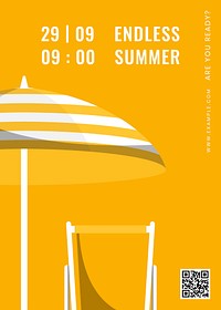 Umbrella and chair on a yellow background vector