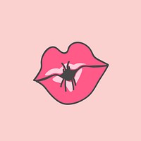 Pink kiss icon on a pink background vector
