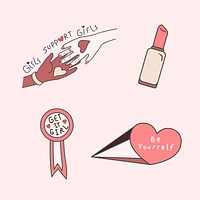 Pink girl power collection vectors
