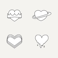 White heart design collection vectors