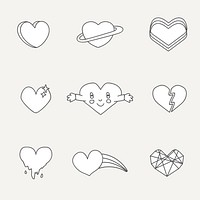 White heart design collection vectors