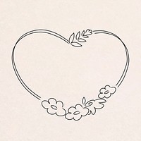 Heart shaped hand drawn flower wreath vector
