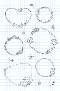 Hand drawn flower wreath vector collection