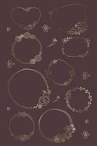 Cute doodle floral wreath vector collection