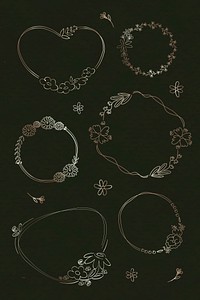 Hand drawn flower wreath vector collection