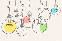 Doodle globe light bulbs in creative minimal style