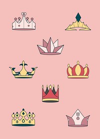 Colorful luxurious crowns vector collection