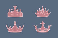 Pink luxurious royal crowns vector collection