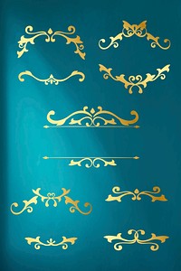 Vintage golden ornamental frame design collection vector in textured background