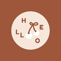 Hello sticker label with a cherry vector