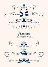 Blue feminine ornamental dividers vector collection