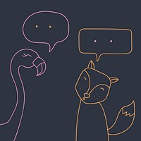 Flamingo and fox with speech bubbles vector