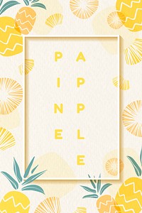 Frame on a pineapple patterned background with design space vector