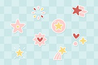Colorful star collection on a blue background vector