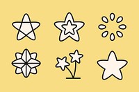 White star shape icon collection vectors