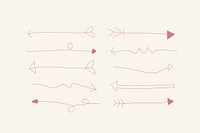 Pink doodle arrow vector collection