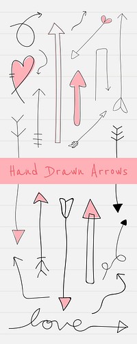 Hand drawn arrow set banner vector