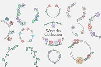 Colorful botanical wreath vector collection