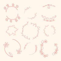 Pink botanical wreath vector collection