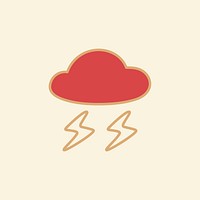 Cloud with lightning planner sticker on beige background vector