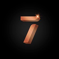 Number 7 metallic orange typography vector