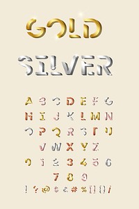 The English alphabet shiny typography vector