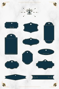 Vintage blue badge template vector collection