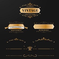 Vintage gold badge template vector collection