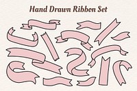 Hand drawn ribbon collection vector