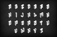 Gray isometric alphabet vector collection