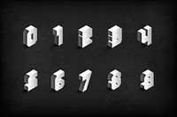 Silver isometric numbers vector collection