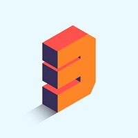 Orange isometric number 3 vector