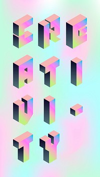 Colorful isometric alphabet creativity word vector