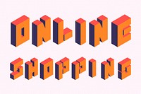 Orange isometric alphabet online shopping word vector