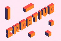 Orange isometric alphabet creative word vector