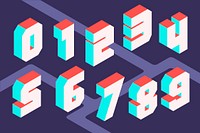 White isometric numbers vector collection