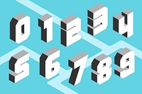 White isometric numbers vector collection