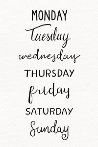 Weekdays typography collection vector