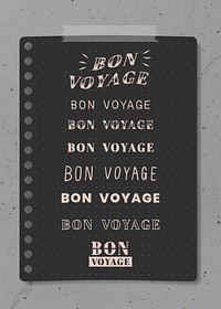 Bon voyage word set on a black paper vector