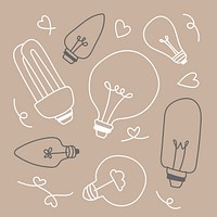 Creative light bulb doodle on brown background  vector collection