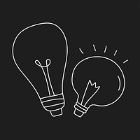 Creative light bulb doodle on black background vector collection