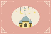 Pastel Ramadan Mubarak background vector with Islamic floral corners