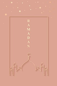 Pink Ramadan frame psd with mosque silhouette