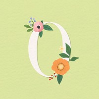 Watercolor floral number 0 vector