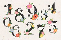 Floral number 0-9 vector set