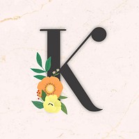 Elegant floral letter K vector