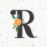 Elegant floral letter R vector